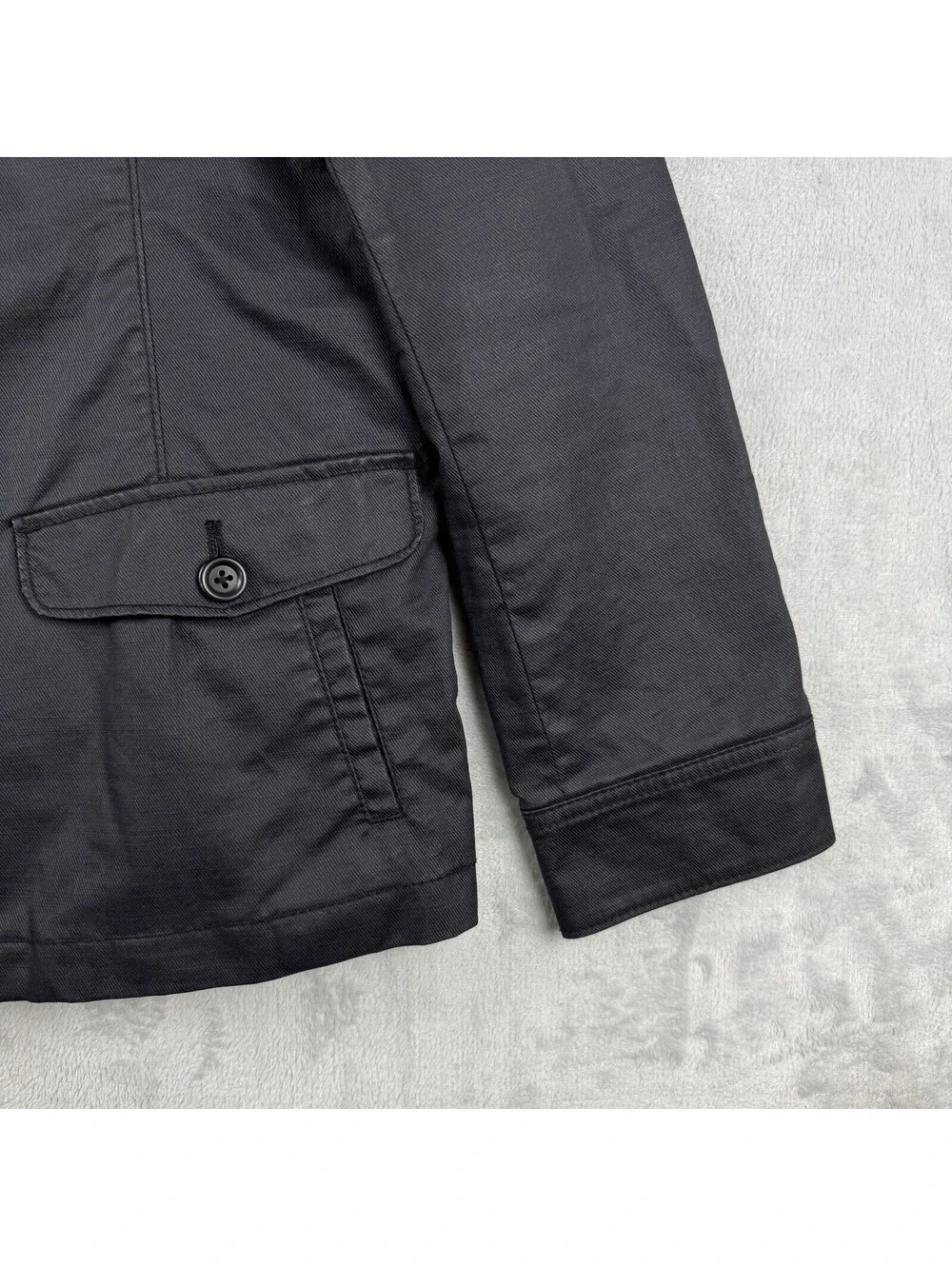 Uniqlo Coated Cloth Men’s Large Black Waxed Cotton Utility Field Jacket Military